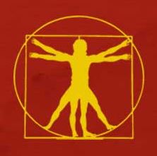Grafik: Logo mit Symbol für Mensch auf rotem Hintergrund