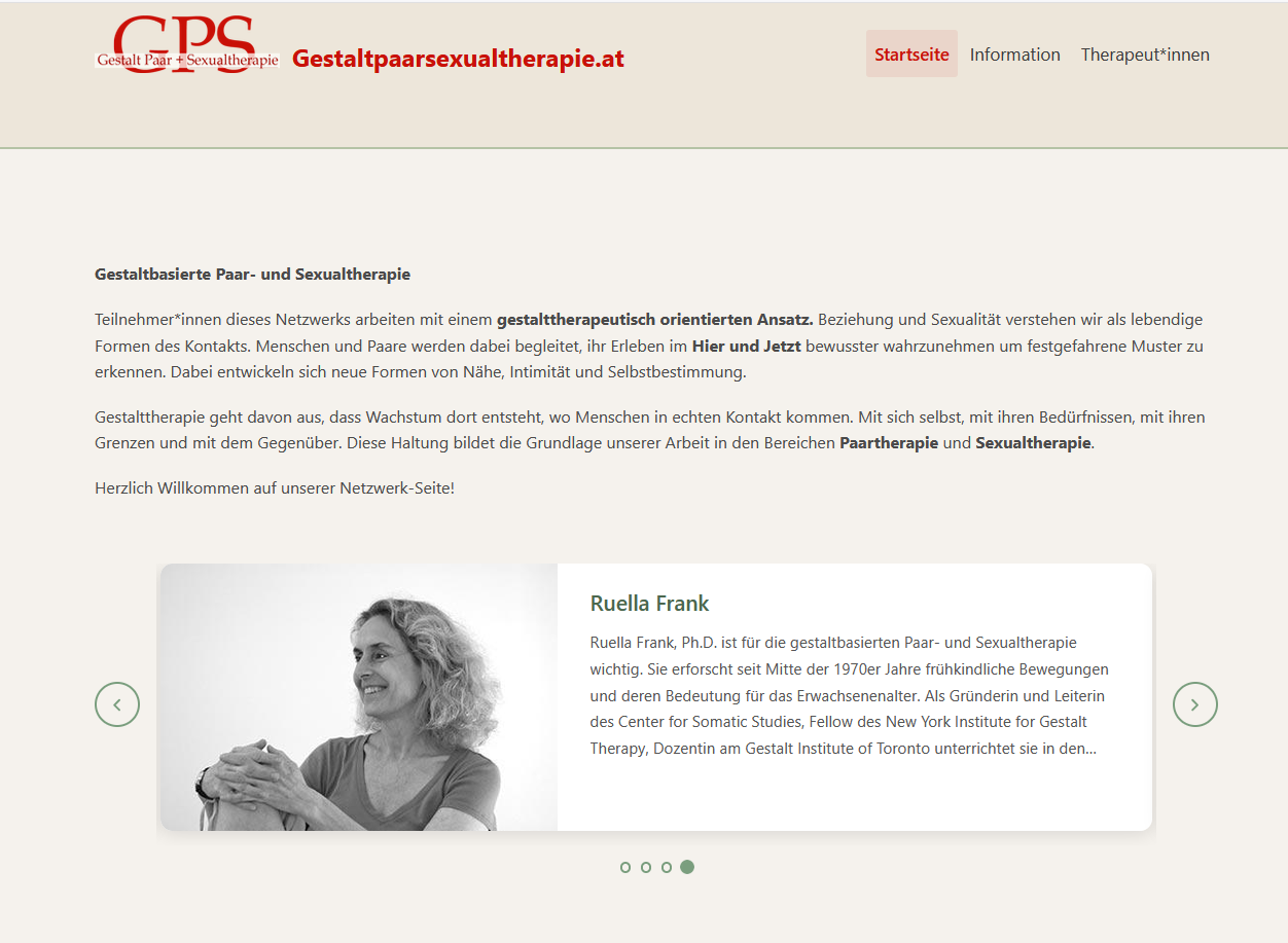 Bild: Startseite von Gestaltpaarsexualtherapie.at